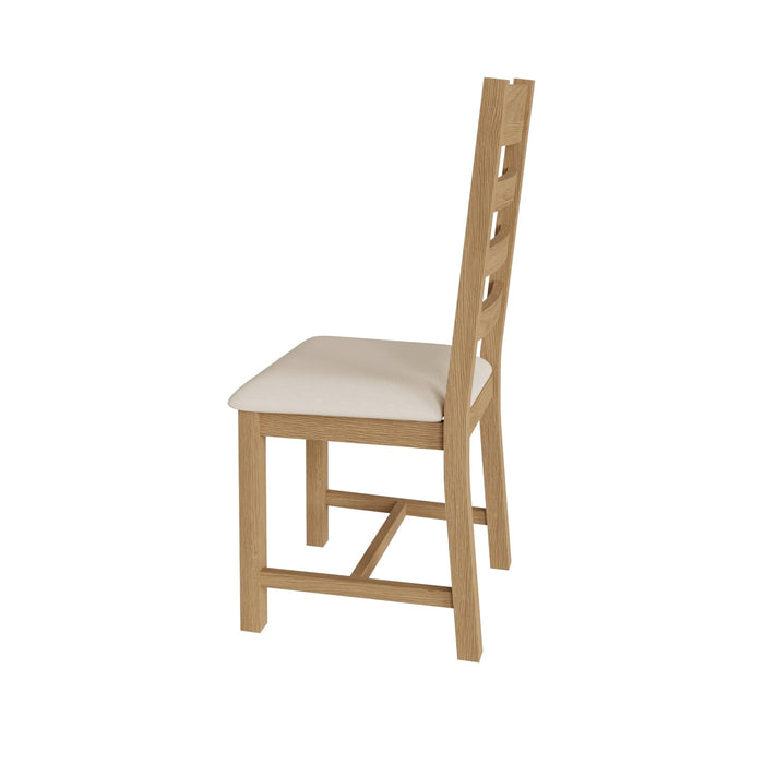 Country Oak Chair Ladder Back with Fabric Seat