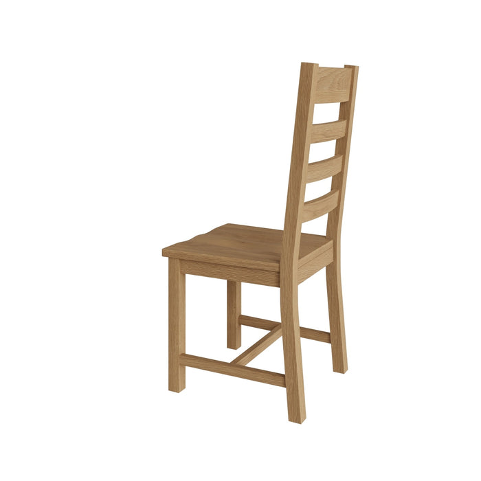 Country Oak Chair Ladder Back with Wooden Seat