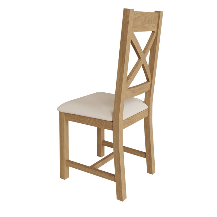 Country Oak Chair Cross Back with Fabric Seat