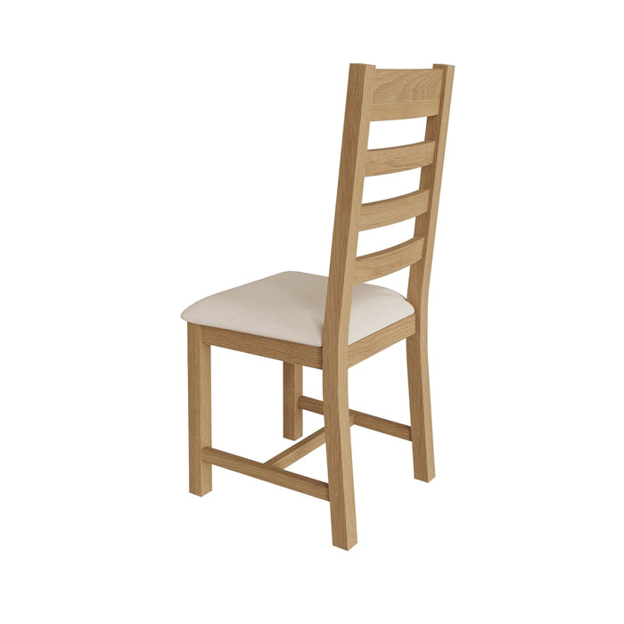 Country Oak Chair Ladder Back with Fabric Seat
