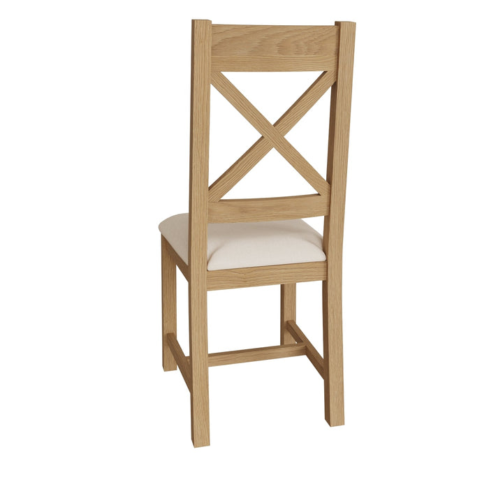 Country Oak Chair Cross Back with Fabric Seat