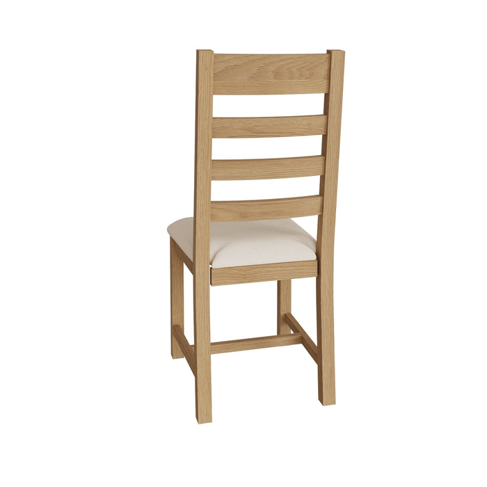 Country Oak Chair Ladder Back with Fabric Seat