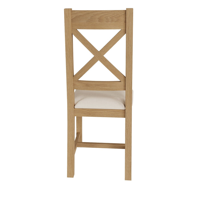 Country Oak Chair Cross Back with Fabric Seat