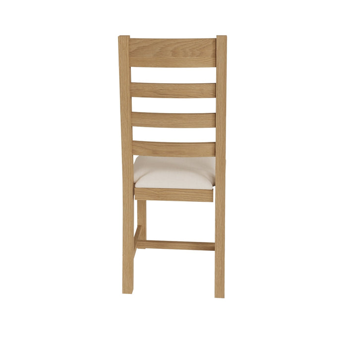 Country Oak Chair Ladder Back with Fabric Seat