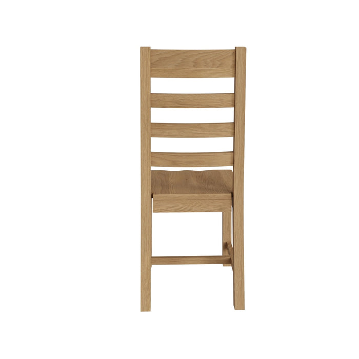 Country Oak Chair Ladder Back with Wooden Seat