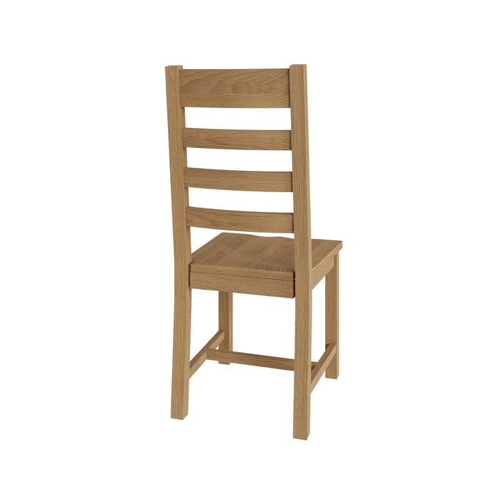 Country Oak Chair Ladder Back with Wooden Seat