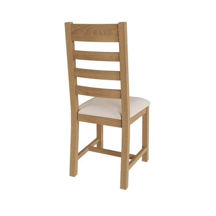 Country Oak Chair Ladder Back with Fabric Seat