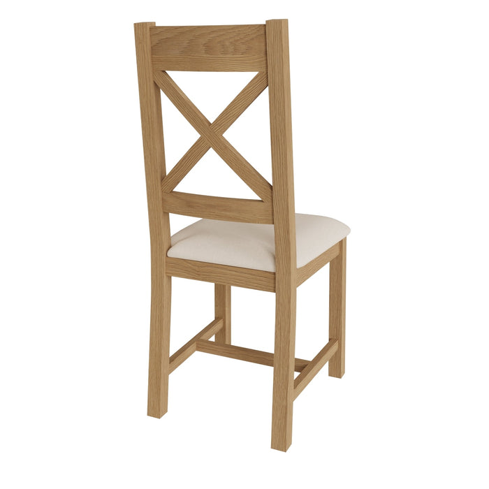 Country Oak Chair Cross Back with Fabric Seat