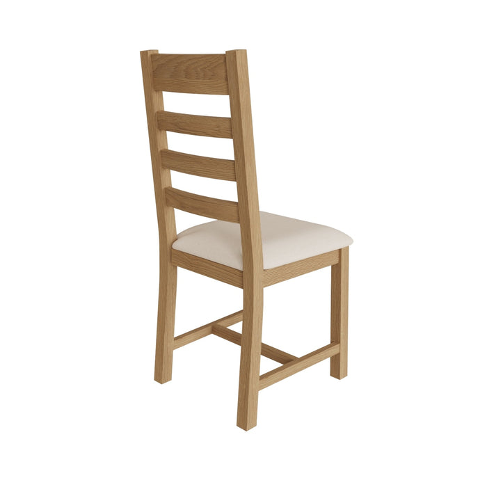 Country Oak Chair Ladder Back with Fabric Seat