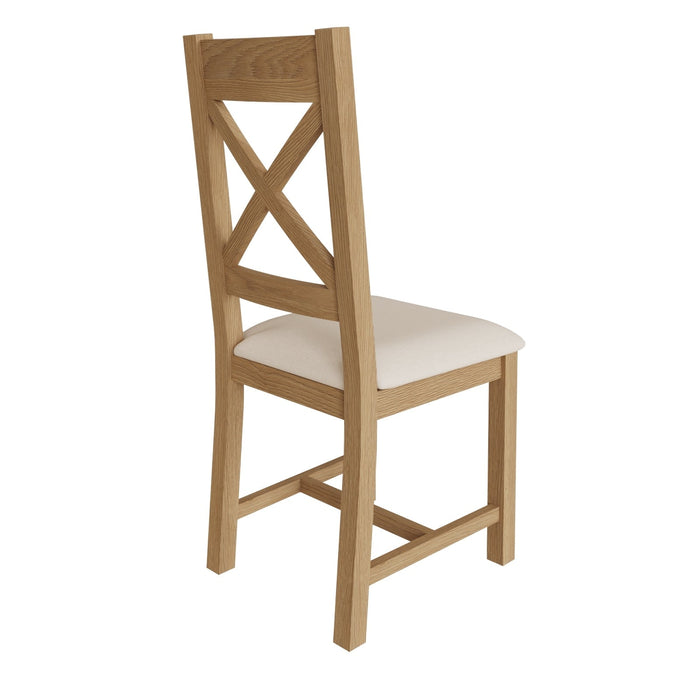 Country Oak Chair Cross Back with Fabric Seat