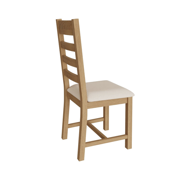 Country Oak Chair Ladder Back with Fabric Seat