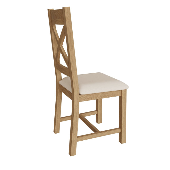 Country Oak Chair Cross Back with Fabric Seat