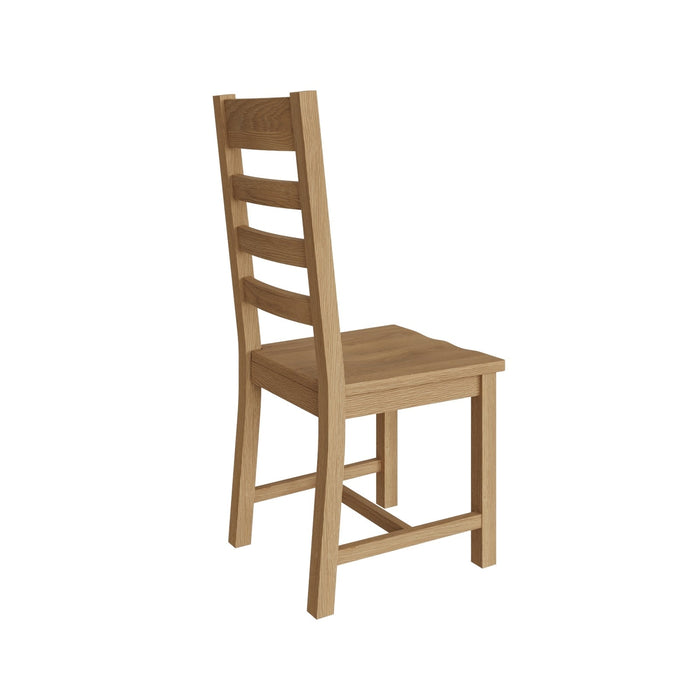 Country Oak Chair Ladder Back with Wooden Seat