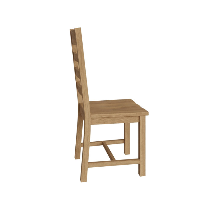 Country Oak Chair Ladder Back with Wooden Seat