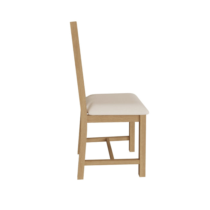 Country Oak Chair Ladder Back with Fabric Seat