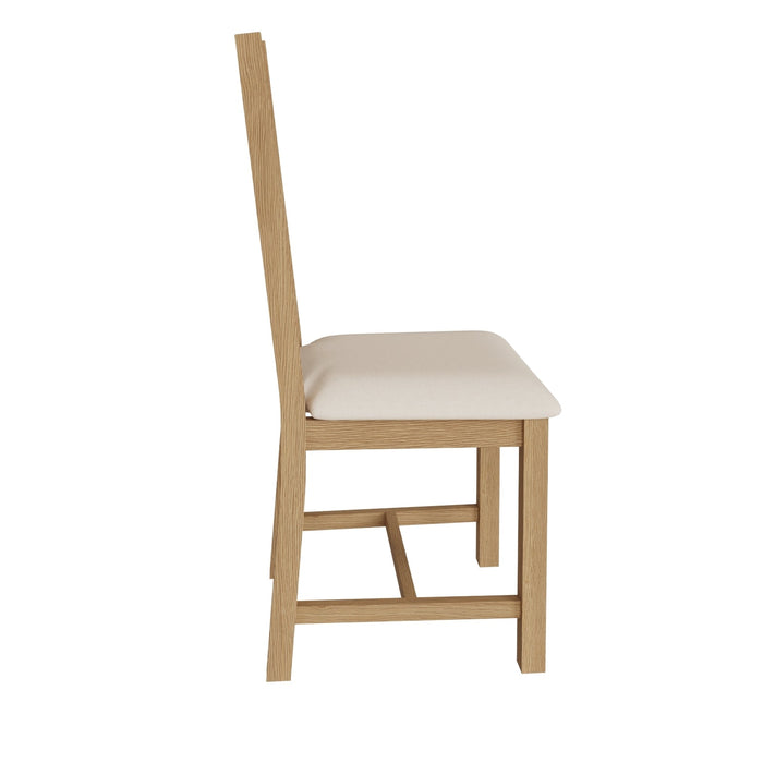 Country Oak Chair Cross Back with Fabric Seat