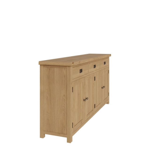 Country Oak Sideboard 4 Door, 3 Drawer