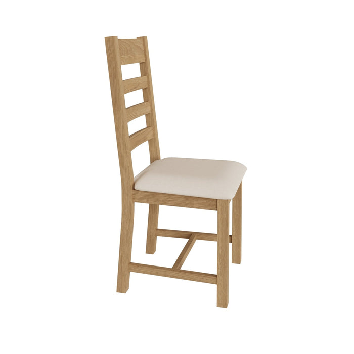 Country Oak Chair Ladder Back with Fabric Seat