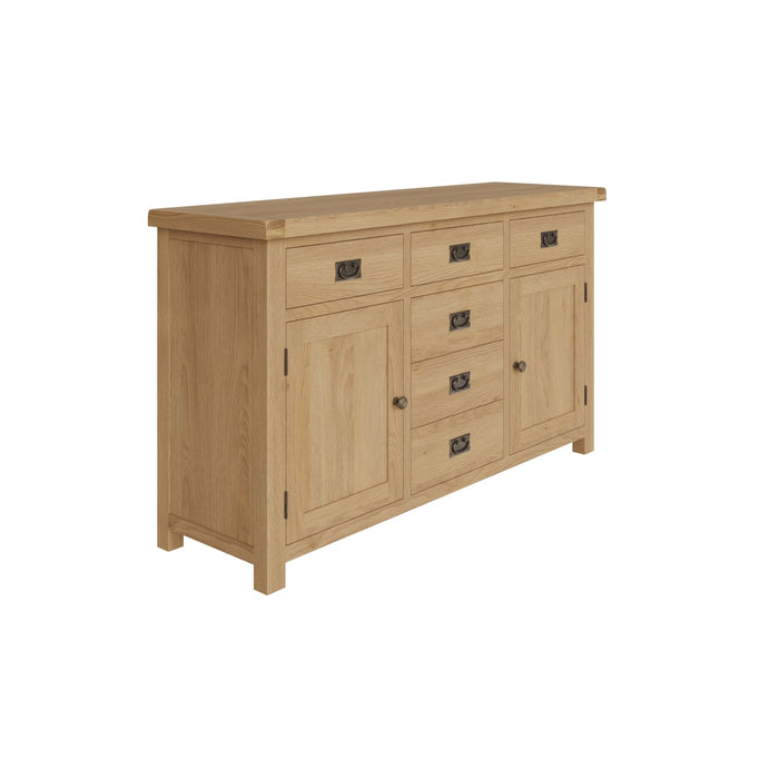 Country Oak Sideboard 2 Door, 6 Drawer