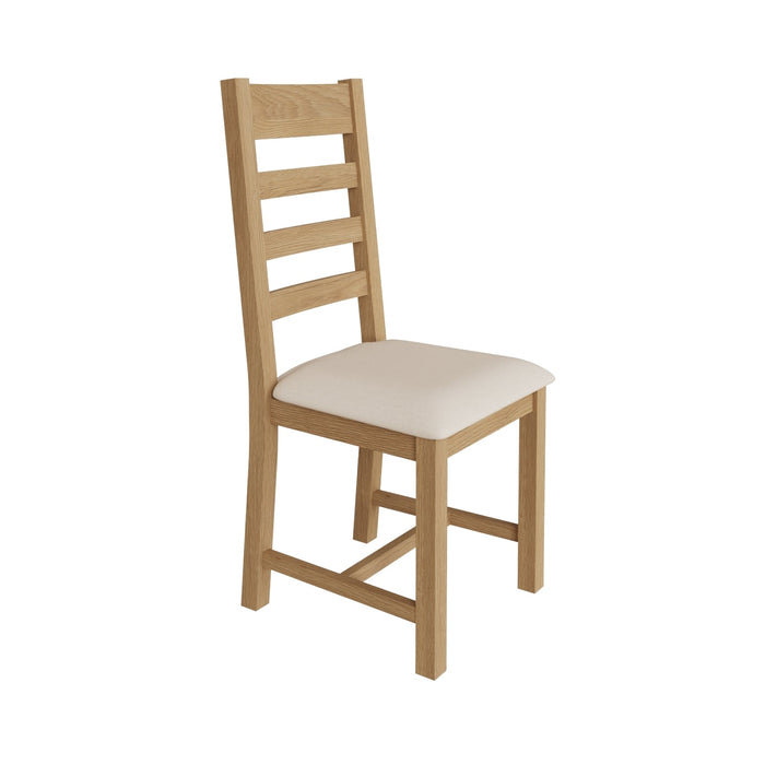 Country Oak Chair Ladder Back with Fabric Seat