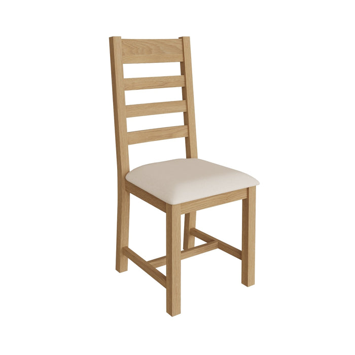 Country Oak Chair Ladder Back with Fabric Seat