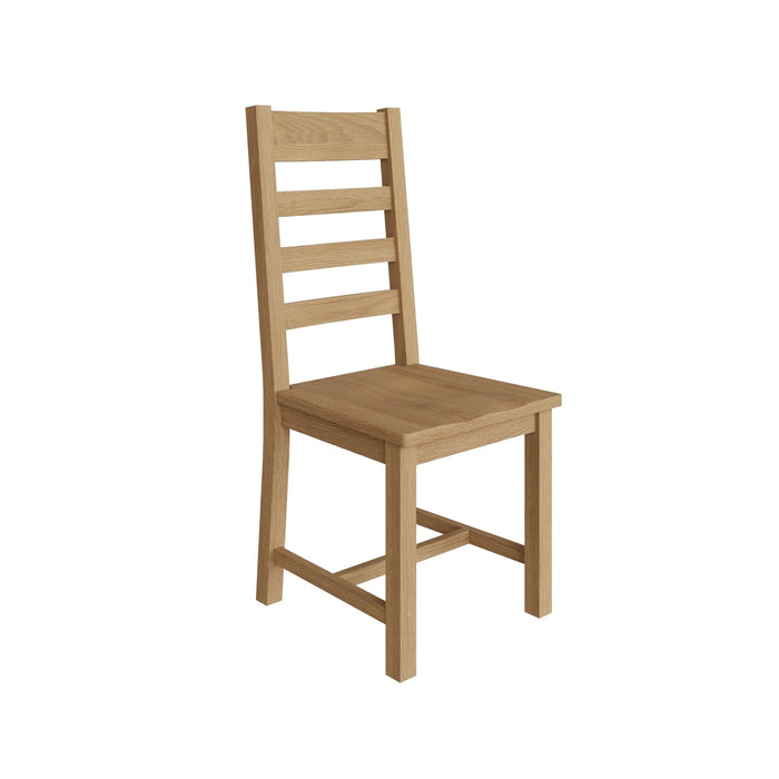Country Oak Chair Ladder Back with Wooden Seat