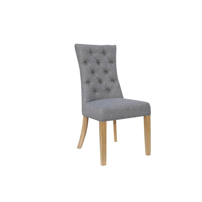 Curved Button Back Light Grey Chair