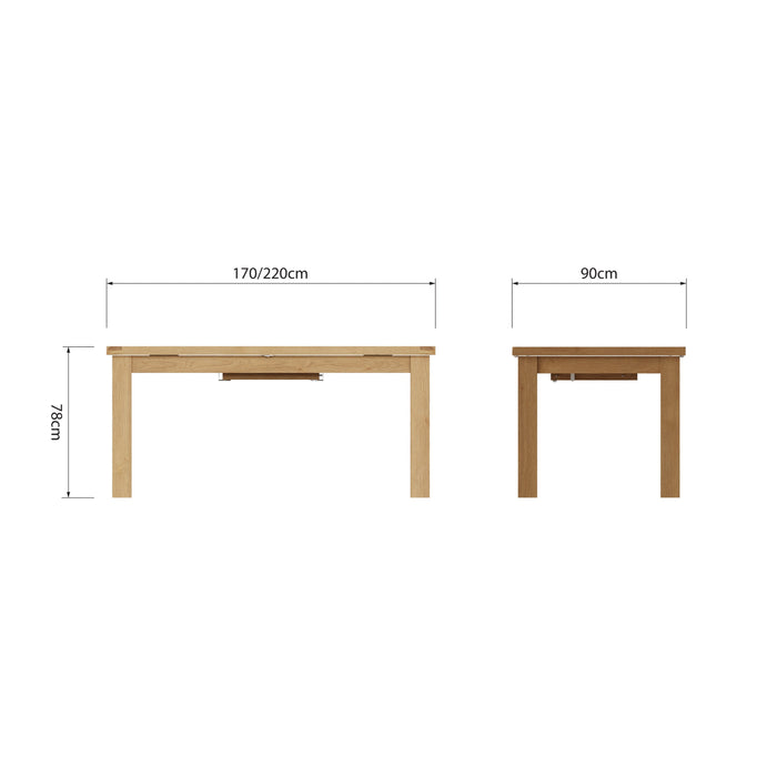 Country Oak Table 1.7m Butterfly Extending