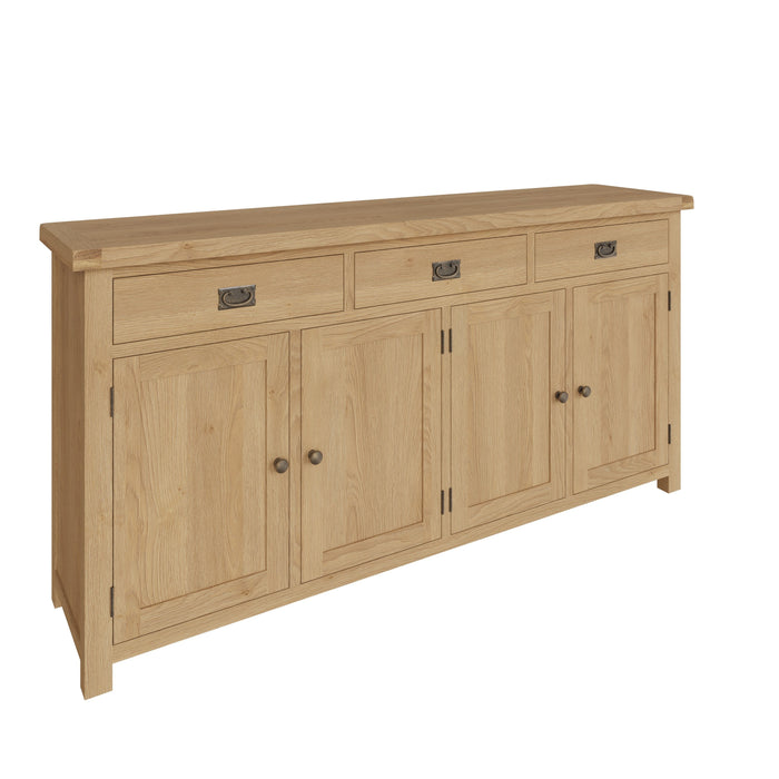 Country Oak Sideboard 4 Door, 3 Drawer