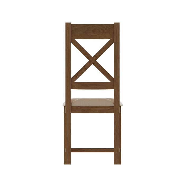Country Oak Chair Cross Back with Fabric Seat