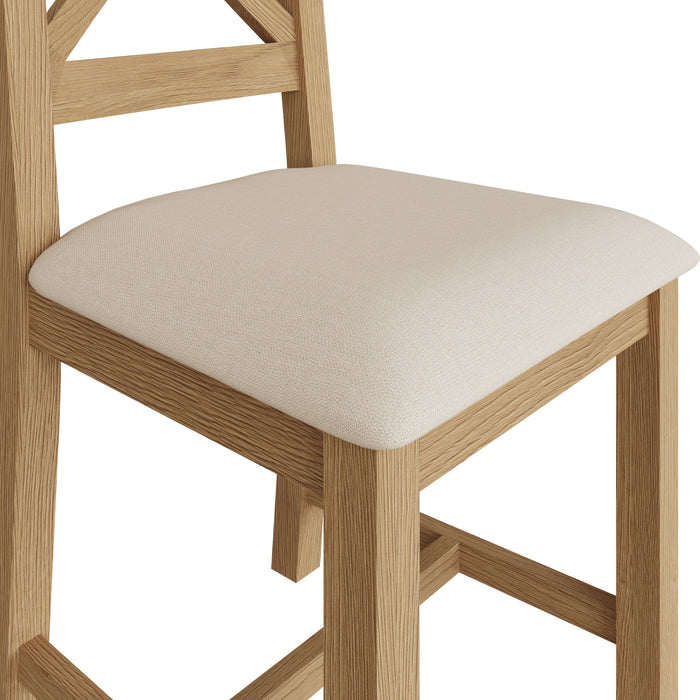 Country Oak Chair Cross Back with Fabric Seat