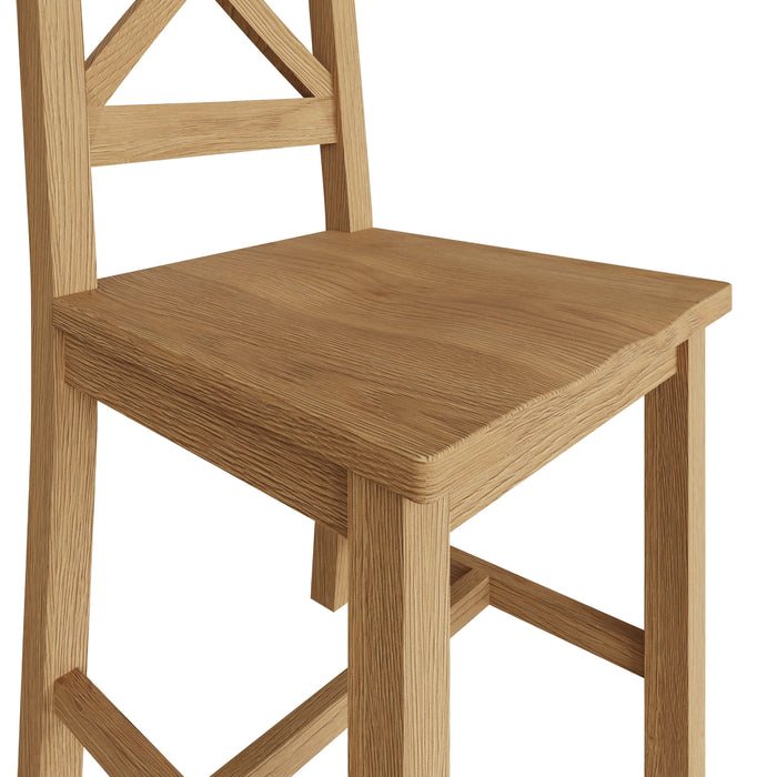 Country Oak Chair Cross Back With Wooden Seat