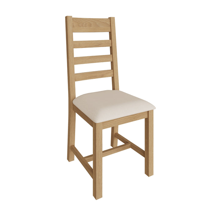 Country Oak Chair Ladder Back with Fabric Seat