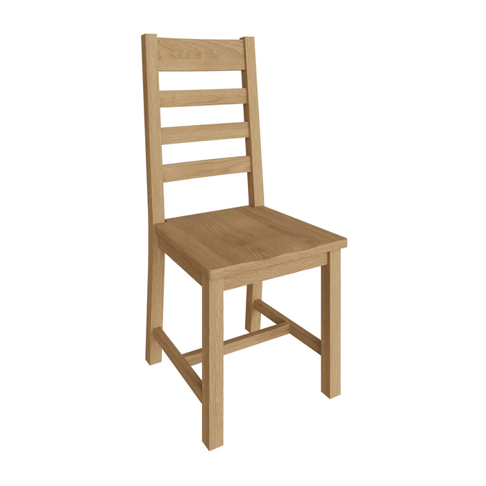 Country Oak Chair Ladder Back with Wooden Seat