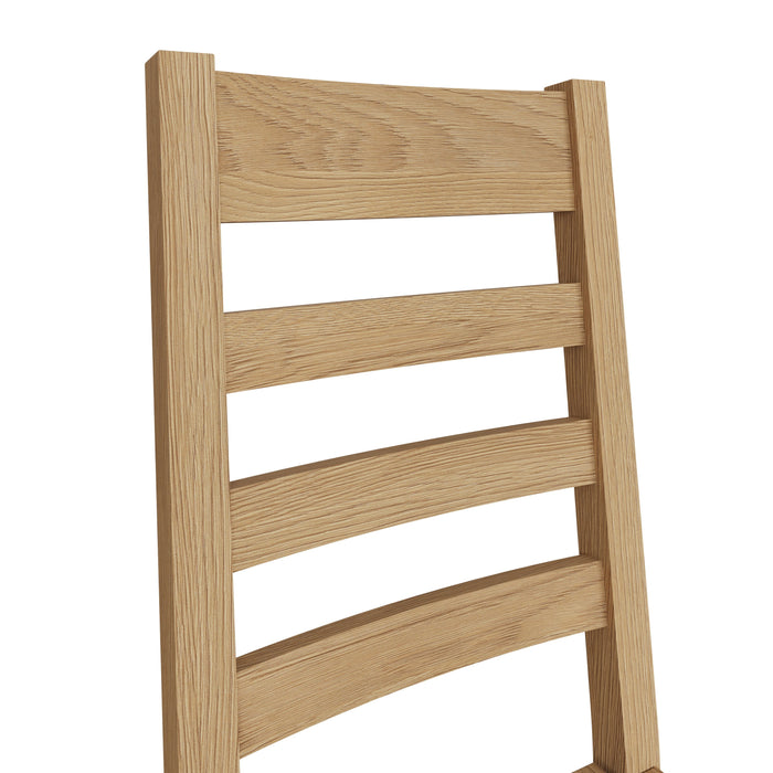 Country Oak Chair Ladder Back with Wooden Seat