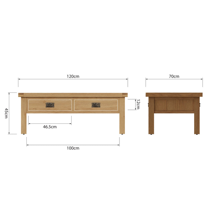 Country Oak Coffee Table Large