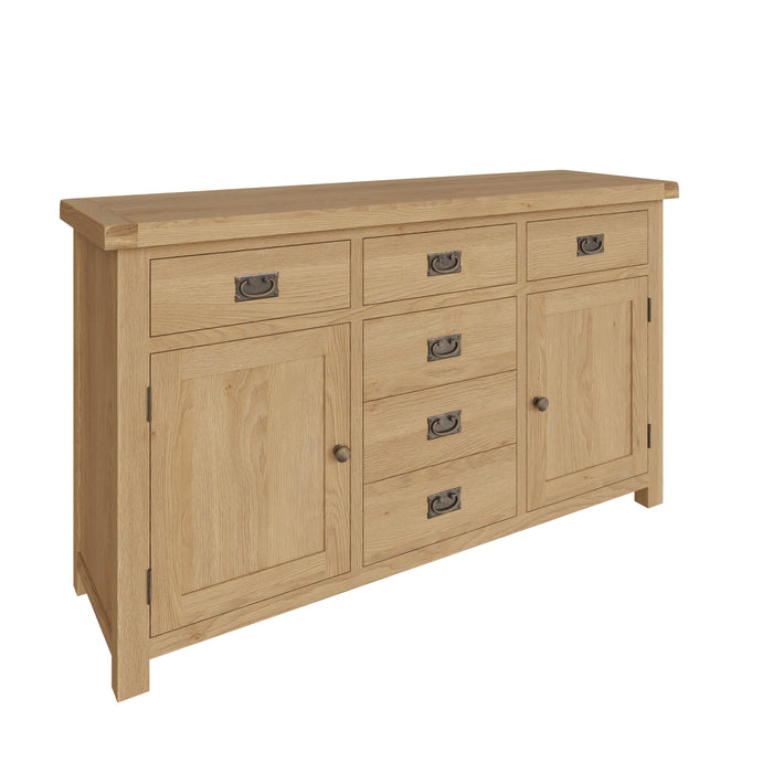 Country Oak Sideboard 2 Door, 6 Drawer