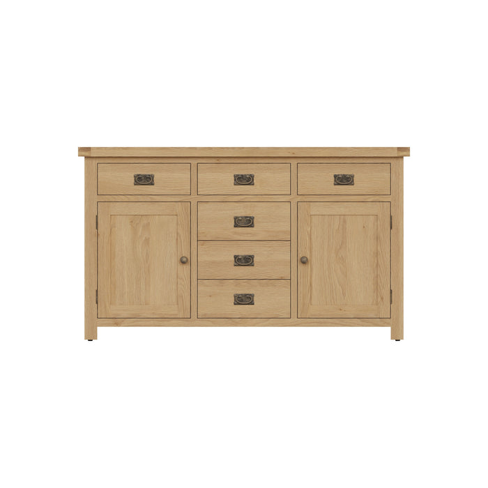 Country Oak Sideboard 2 Door, 6 Drawer