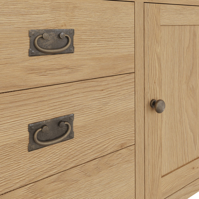 Country Oak Sideboard 2 Door, 6 Drawer