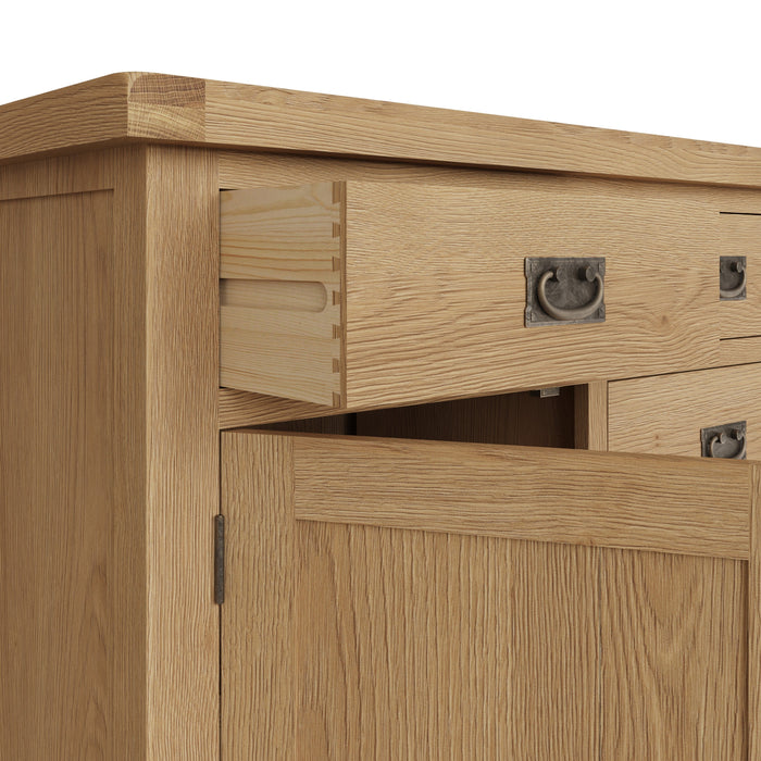 Country Oak Sideboard 2 Door, 6 Drawer