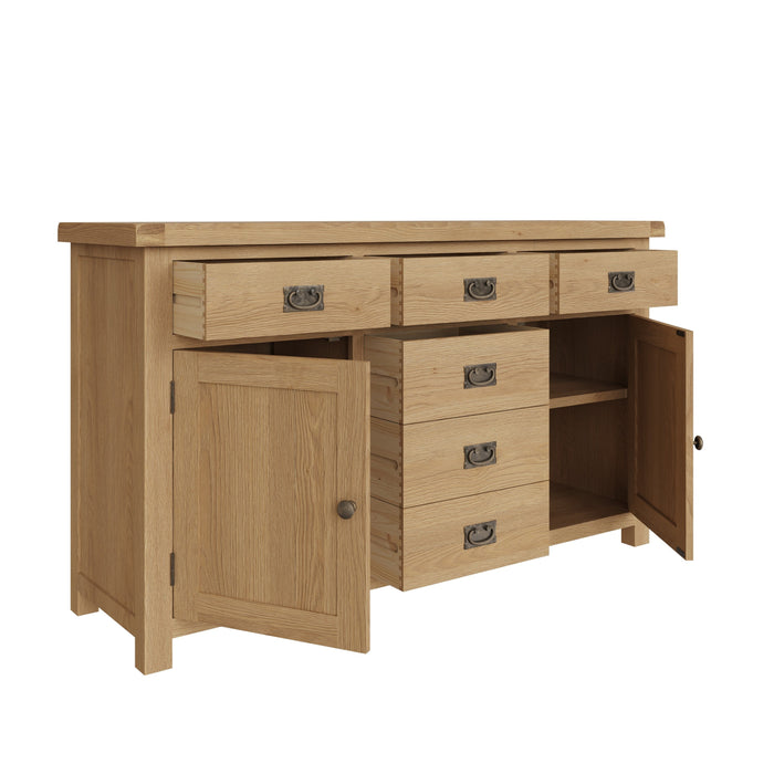 Country Oak Sideboard 2 Door, 6 Drawer