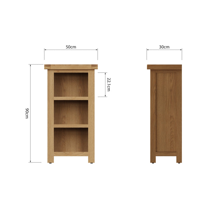 Country Oak Bookcase Narrow