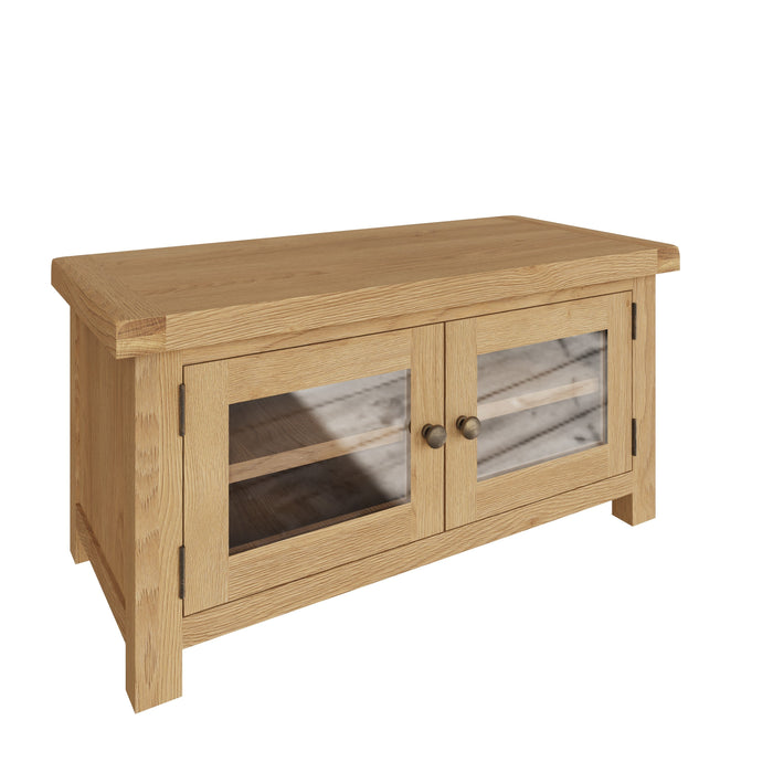 Country Oak TV Unit with Glass Doors