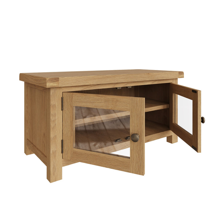 Country Oak TV Unit with Glass Doors