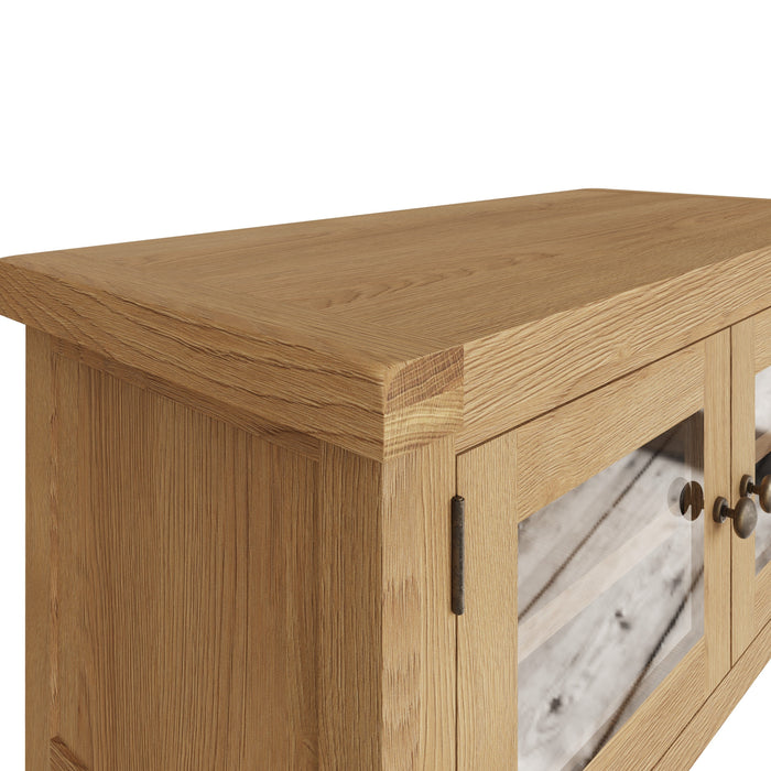 Country Oak TV Unit with Glass Doors