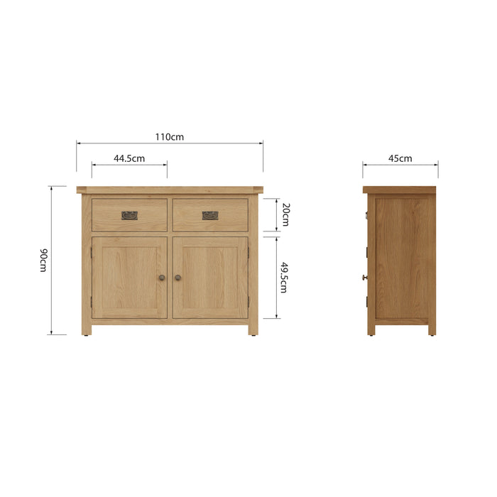 Country Oak Sideboard 2 Door, 2 Drawer