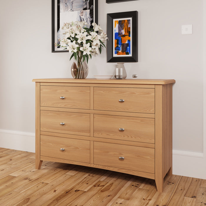 Gallery Oak 6 Drawer Chest