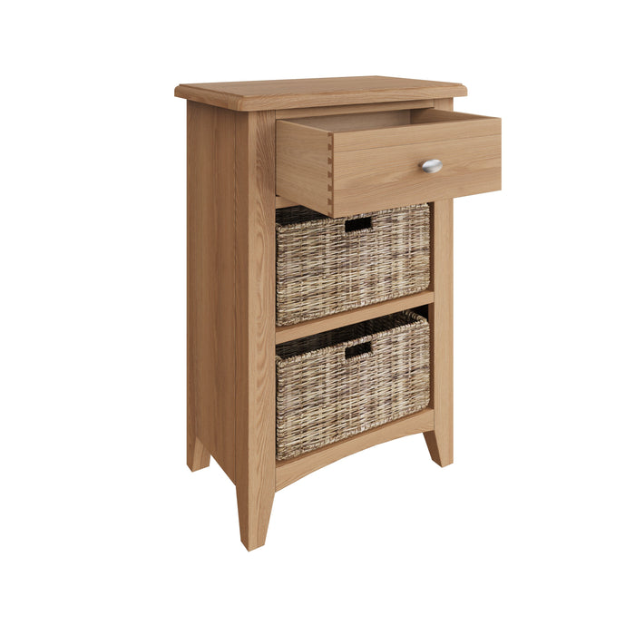 Gallery Oak 1 Drawer 2 Basket Cabinet