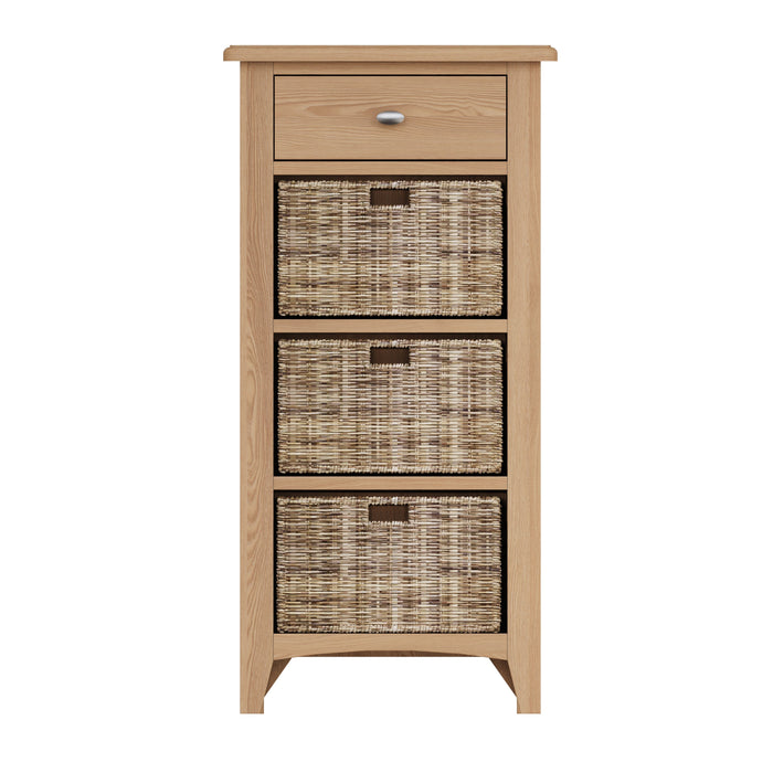 Gallery Oak 1 Drawer 3 Basket Cabinet