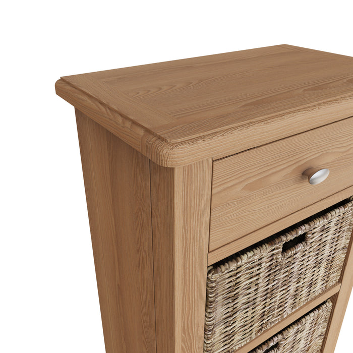 Gallery Oak 1 Drawer 3 Basket Cabinet